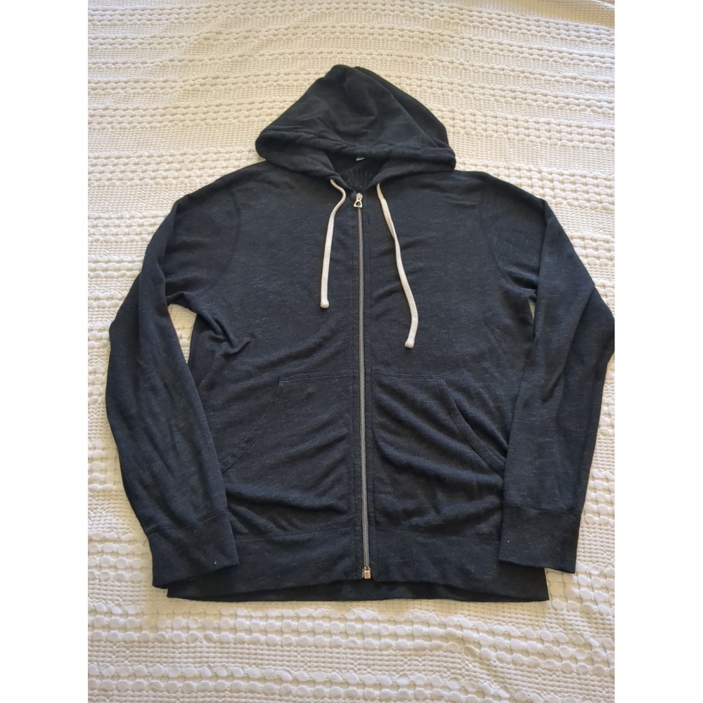 James Perse Lightweight Hoodie Full Zip Size 1 Small Fits Like Medium Gray